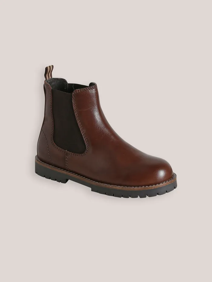 Boys Cyrillus Shoes Leather Chelsea Boots Chocolat