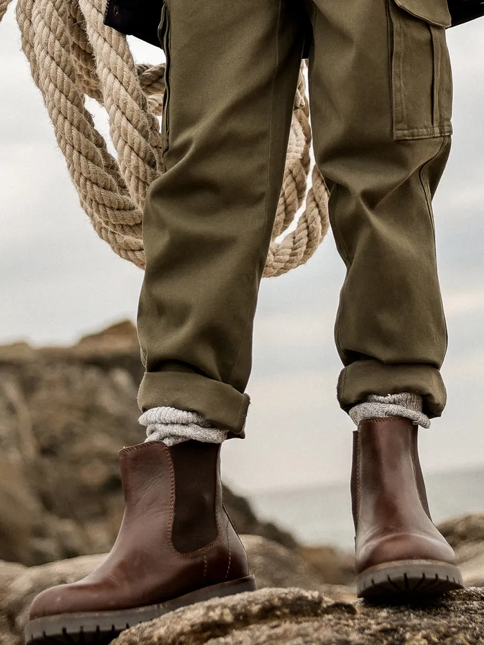 Boys Cyrillus Shoes Leather Chelsea Boots Chocolat