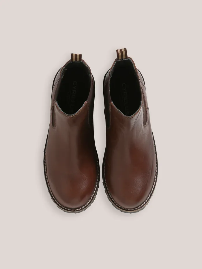 Boys Cyrillus Shoes Leather Chelsea Boots Chocolat