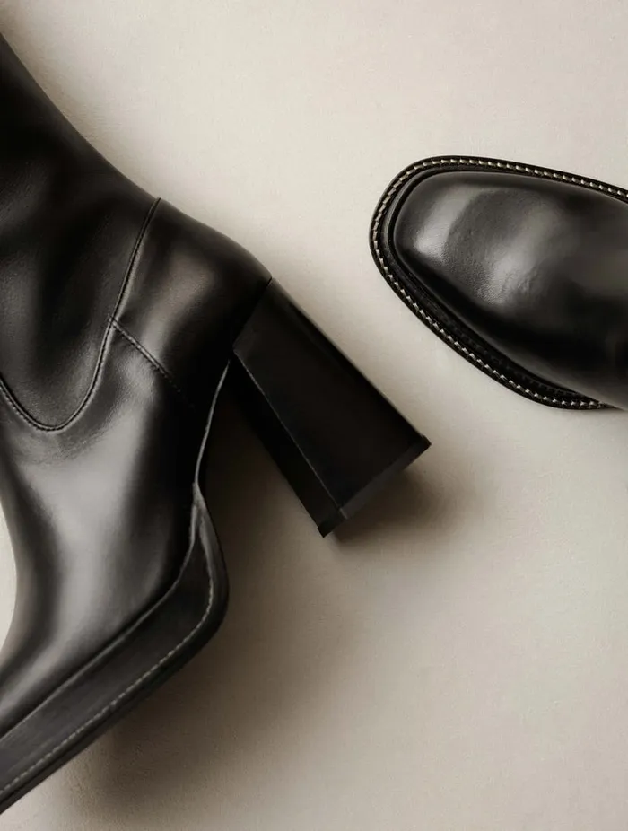 Callie Passion Black Women Bobbies Knee High Boots