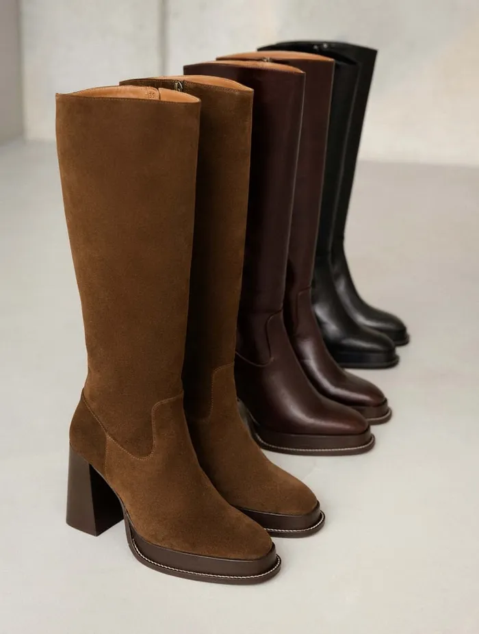 Callie Passion Black Women Bobbies Knee High Boots