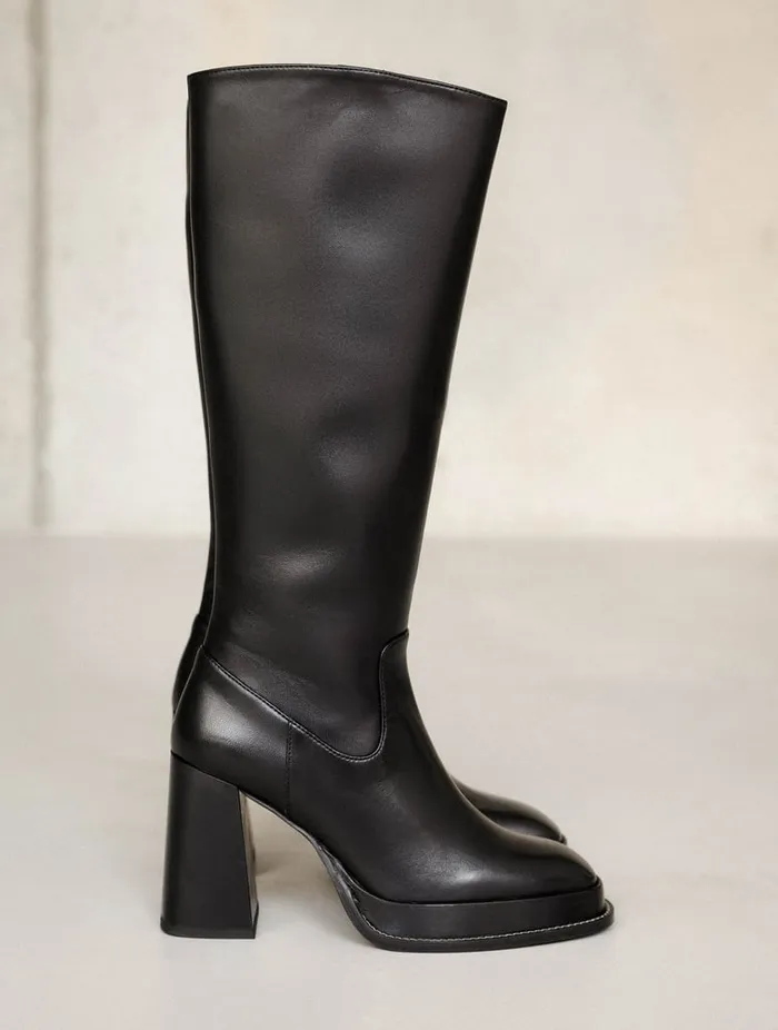 Callie Passion Black Women Bobbies Knee High Boots