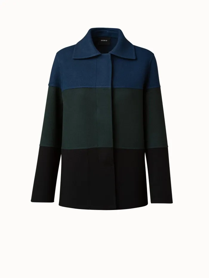 Cashmere DoubleFace Colorblock Oversized Jacket Petrolblackgreen Women Akris Jackets