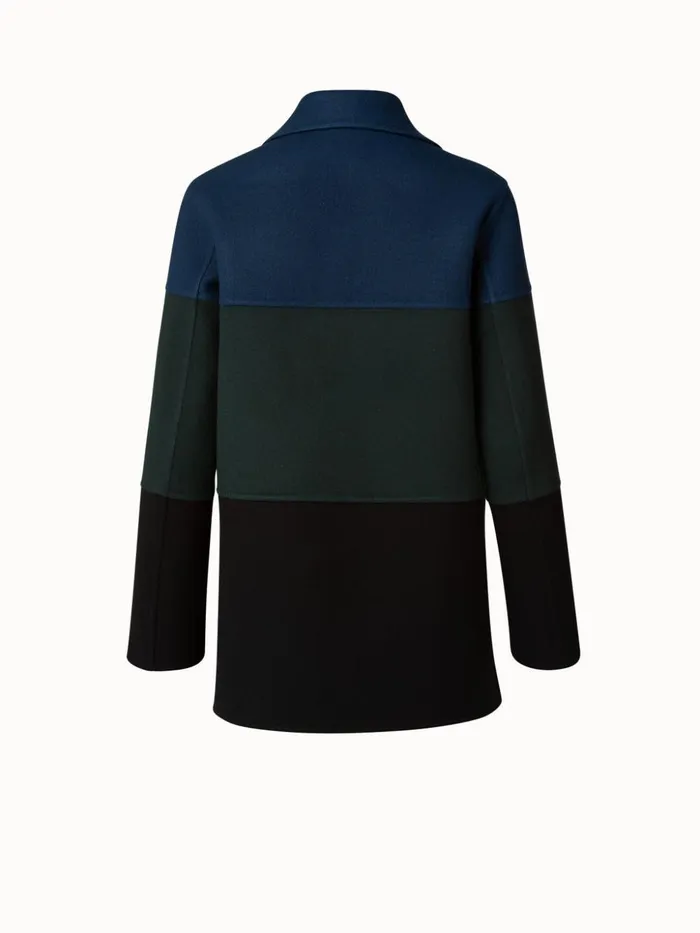 Cashmere DoubleFace Colorblock Oversized Jacket Petrolblackgreen Women Akris Jackets