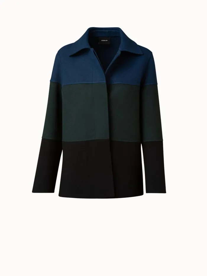 Cashmere DoubleFace Colorblock Oversized Jacket Petrolblackgreen Women Akris Jackets