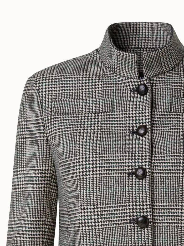 Cashmere Short Jacket With Prince Of Wales Check Greigeblack Women Akris Cashmere