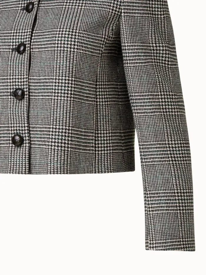 Cashmere Short Jacket With Prince Of Wales Check Greigeblack Women Akris Cashmere