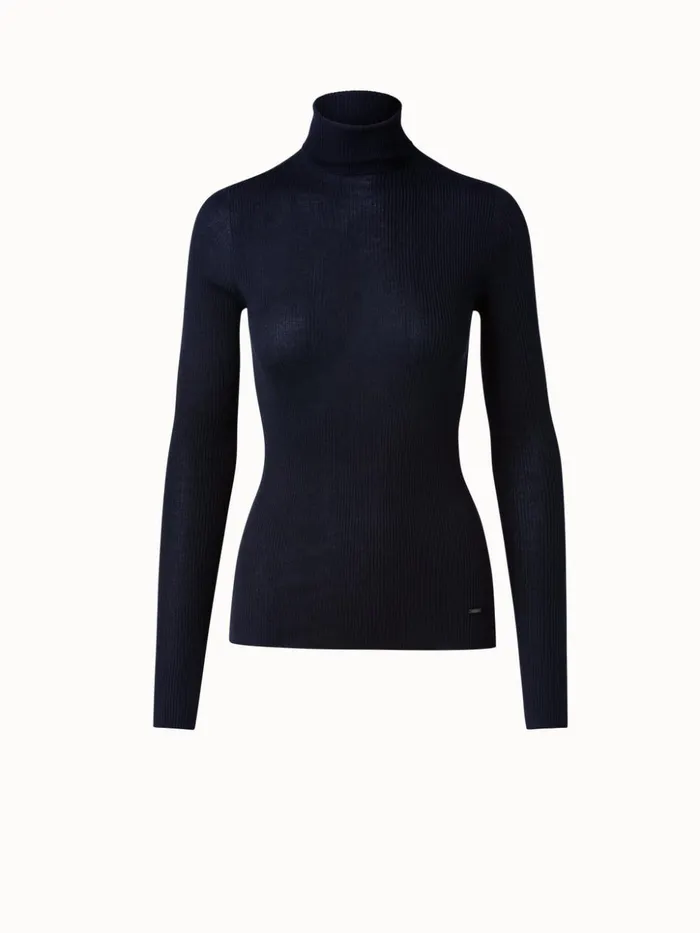 Cashmere Silk Knit Pullover Dark Navy Women Akris Knitwear