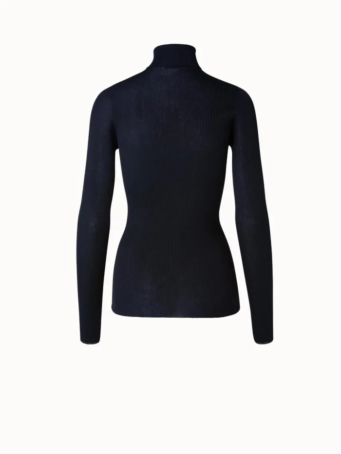 Cashmere Silk Knit Pullover Dark Navy Women Akris Knitwear