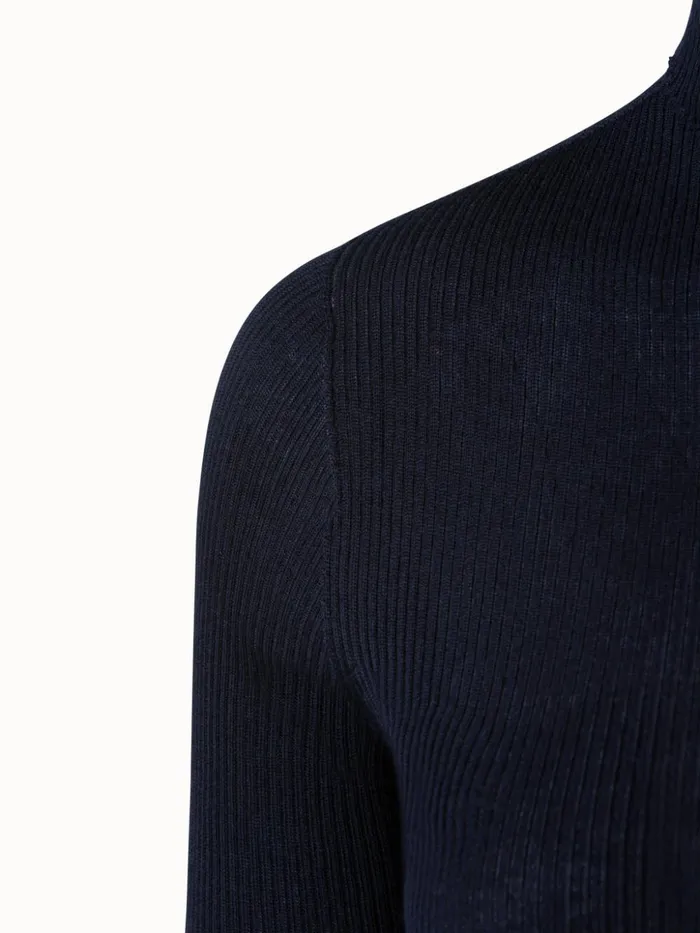 Cashmere Silk Knit Pullover Dark Navy Women Akris Knitwear