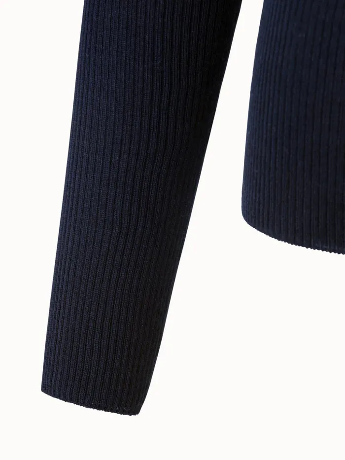 Cashmere Silk Knit Pullover Dark Navy Women Akris Knitwear