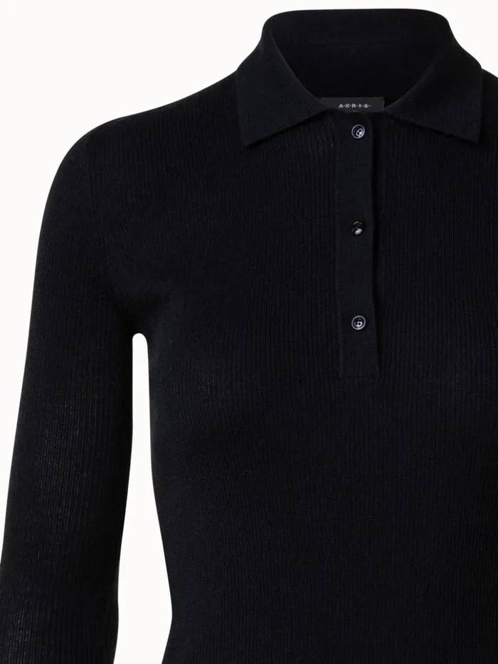 Cashmere Silk Rib Knit Pullover Black Women Akris Cashmere