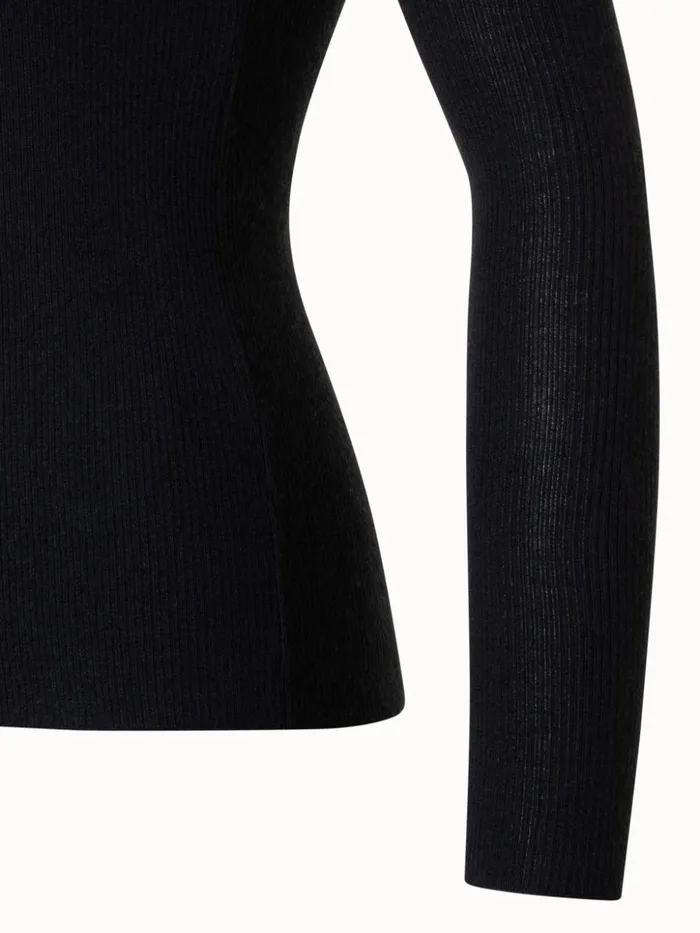Cashmere Silk Rib Knit Pullover Black Women Akris Cashmere