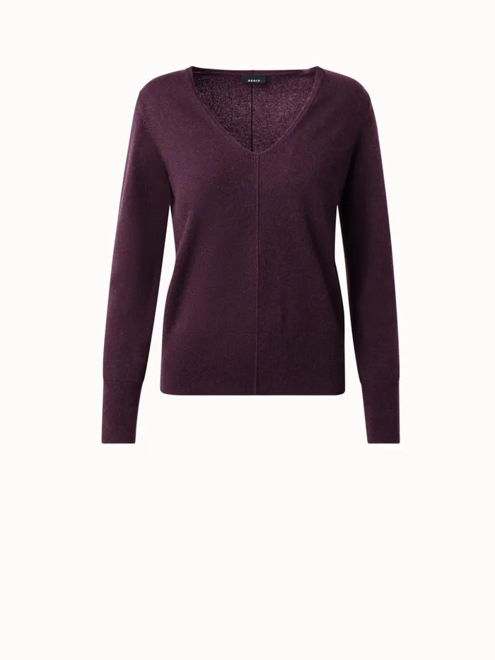 Cashmere VNeck Pullover Blackberry Women Akris Knitwear