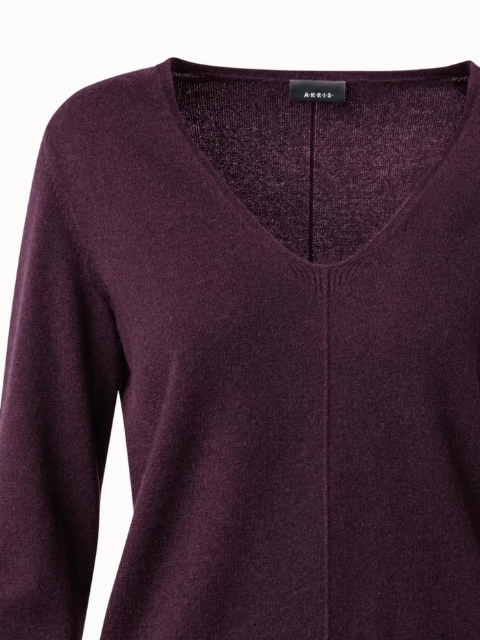 Cashmere VNeck Pullover Blackberry Women Akris Knitwear