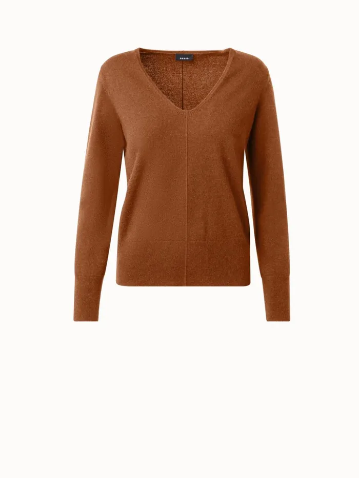 Cashmere VNeck Pullover Vicuna Women Akris Knitwear