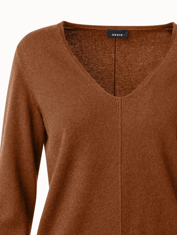 Cashmere VNeck Pullover Vicuna Women Akris Knitwear