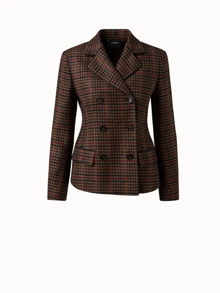 Checked Wool DoubleFace Jacket Caramelmulticolor Women Akris Jackets