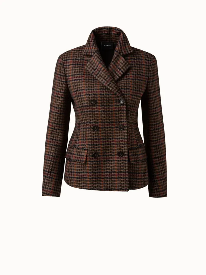 Checked Wool DoubleFace Jacket Caramelmulticolor Women Akris Jackets