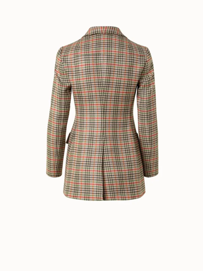 Checked Wool Stretch Flannel Jacket Camelmulticolor Women Akris Jackets