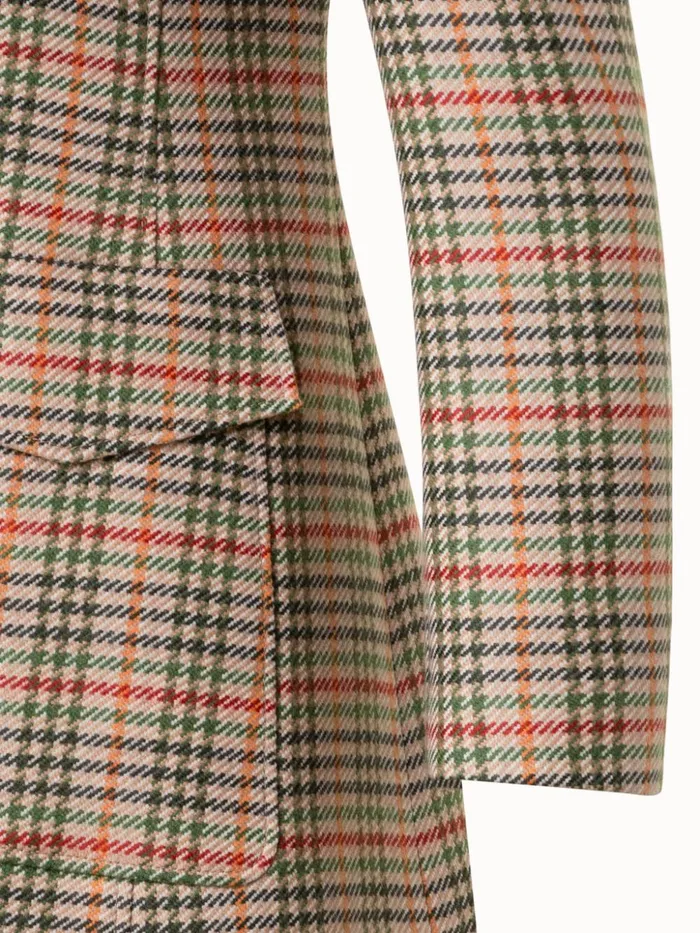 Checked Wool Stretch Flannel Jacket Camelmulticolor Women Akris Jackets