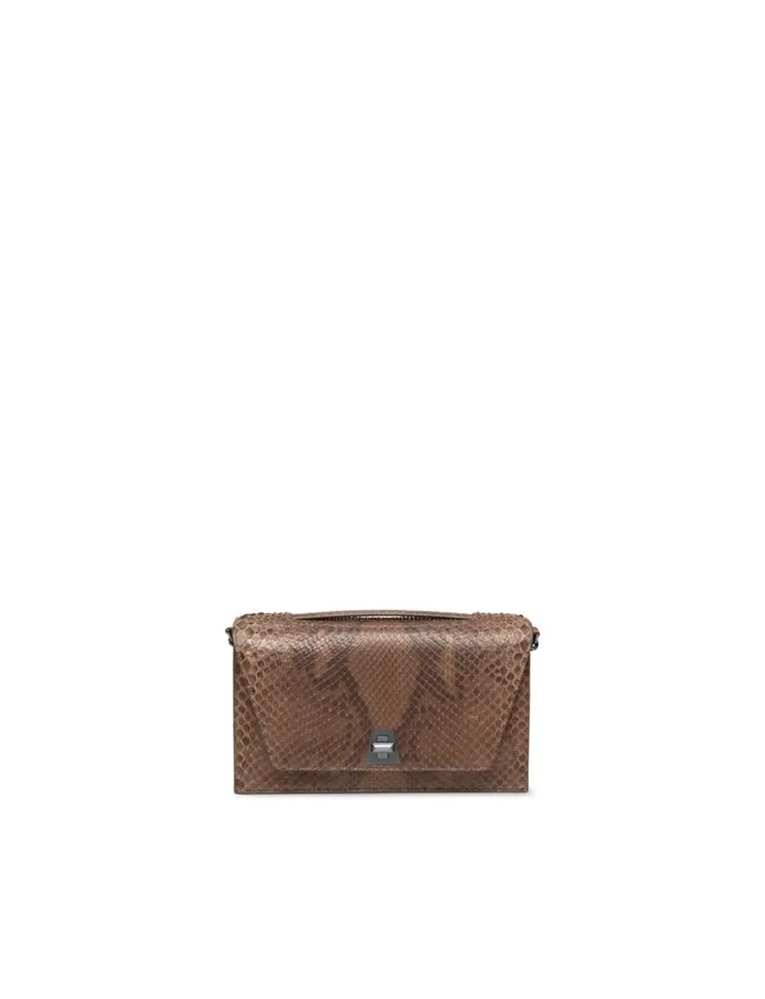 City Bag In Python Nubuck Leather Olive Women Akris Crossbody Bags