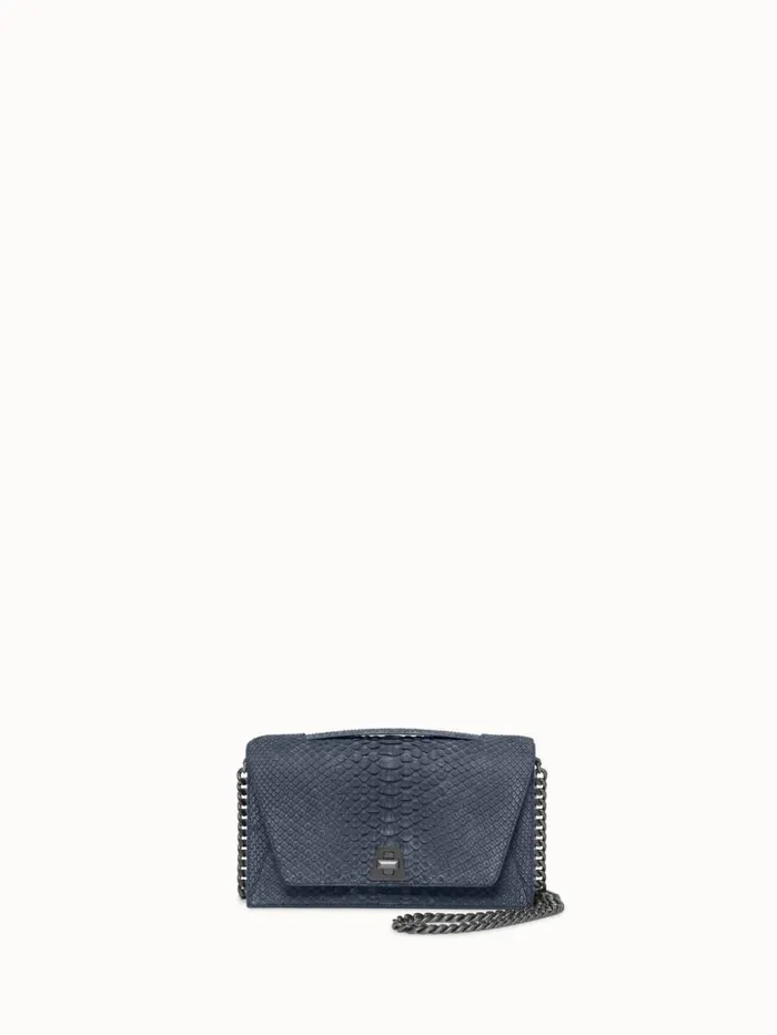 City Bag In Sueded Python Leather Denim Women Akris Clutches