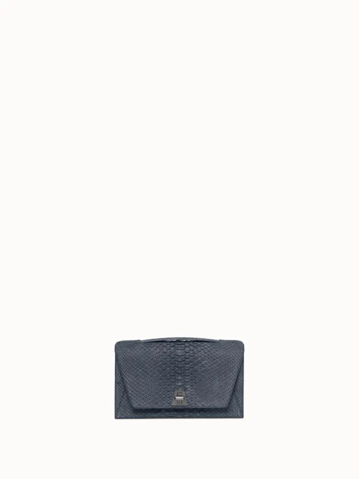 City Bag In Sueded Python Leather Denim Women Akris Clutches