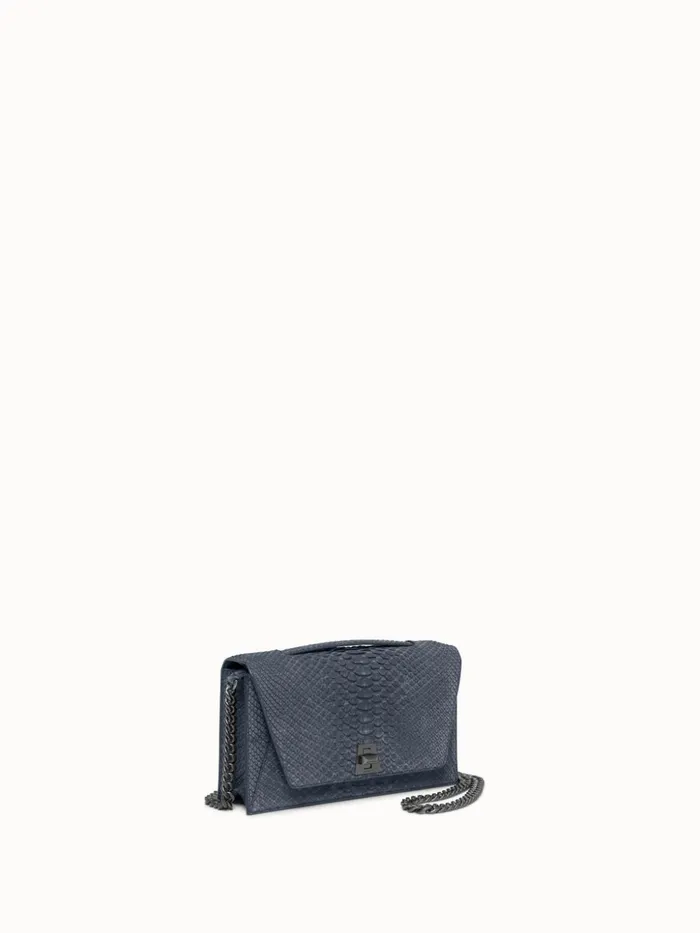City Bag In Sueded Python Leather Denim Women Akris Clutches
