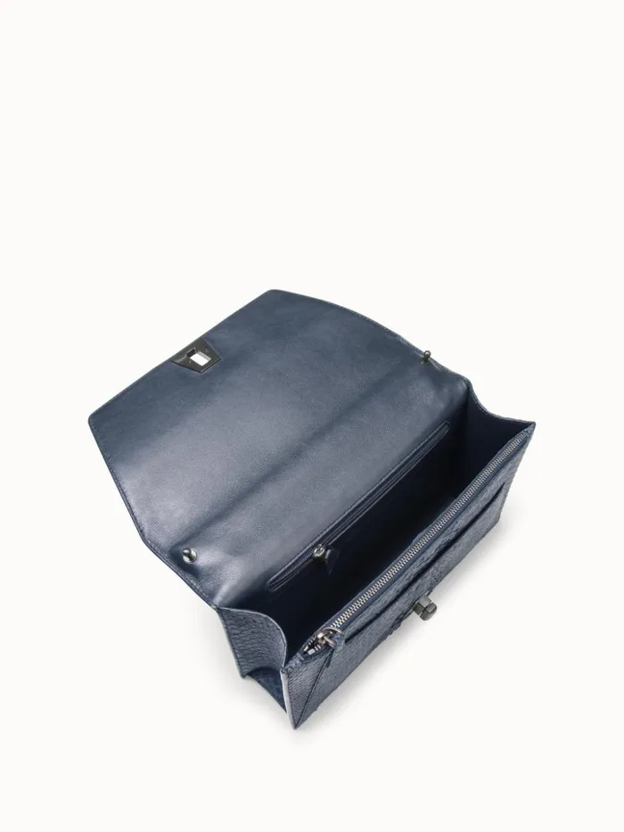 City Bag In Sueded Python Leather Denim Women Akris Clutches