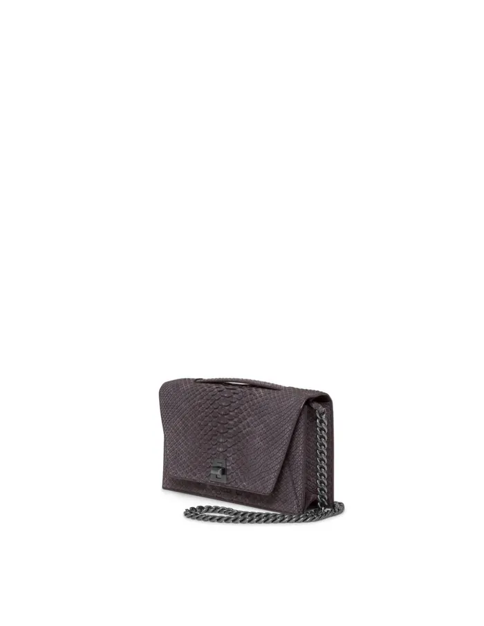 City Bag In Sueded Python Leather Denim Women Akris Clutches