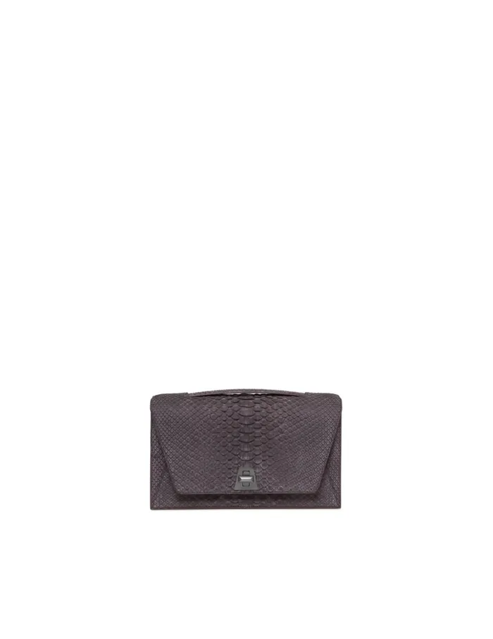 City Bag In Sueded Python Leather Denim Women Akris Clutches