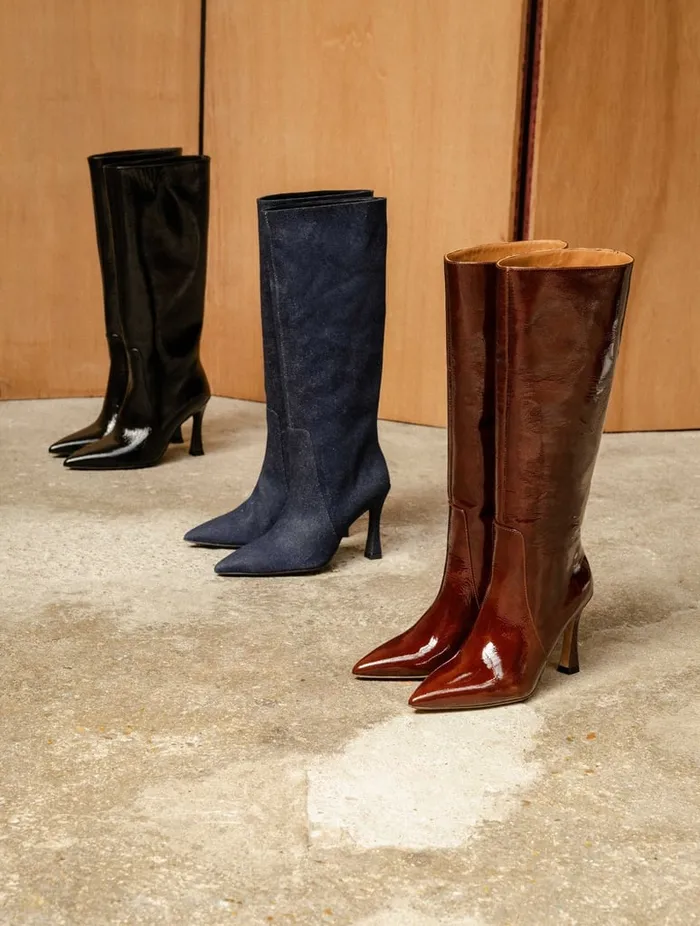 Clarisse Raw Denim Women Bobbies Knee High Boots