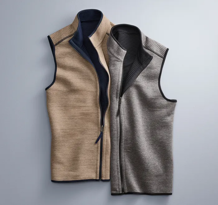Coats Jackets and Vests Reversible Channel Quilted Vest Brown HeatherNavy 8211 Johnston and Murphy Men