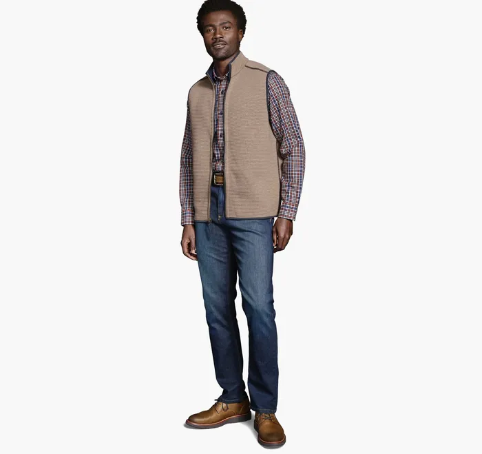 Coats Jackets and Vests Reversible Channel Quilted Vest Brown HeatherNavy 8211 Johnston and Murphy Men