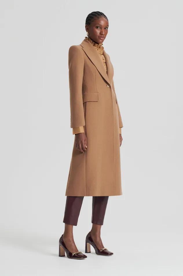 Coats Scanlan Theodore Women FAUX FUR COLLAR COAT CAMEL