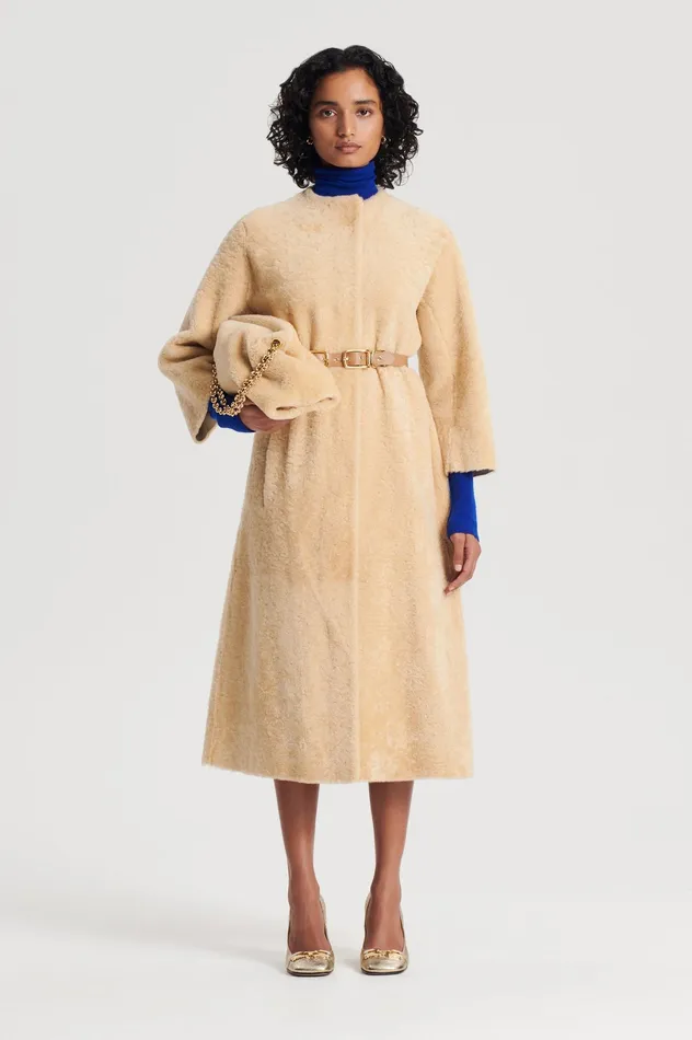 Coats Women COCOON SHEARLING COAT GOLD Scanlan Theodore