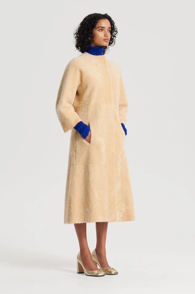 Coats Women COCOON SHEARLING COAT GOLD Scanlan Theodore