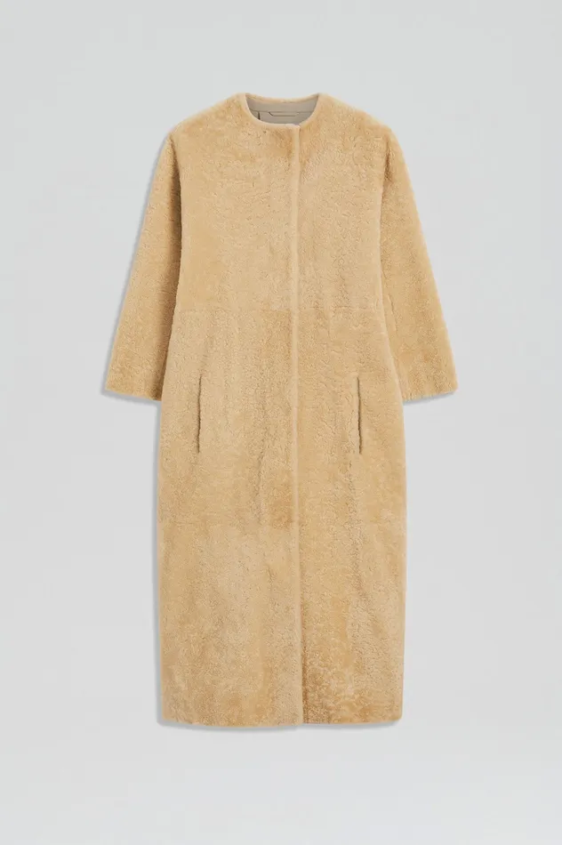 Coats Women COCOON SHEARLING COAT GOLD Scanlan Theodore