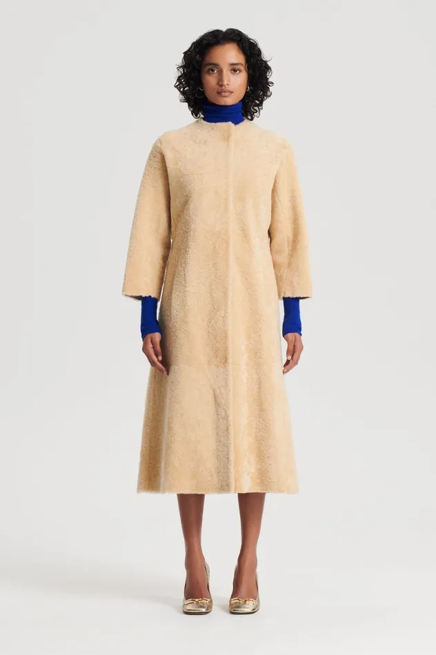 Coats Women COCOON SHEARLING COAT GOLD Scanlan Theodore