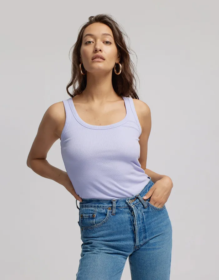 Colorfulstandard Tank Tops Women Women Organic Rib Tank Top 8211 Petrol Blue