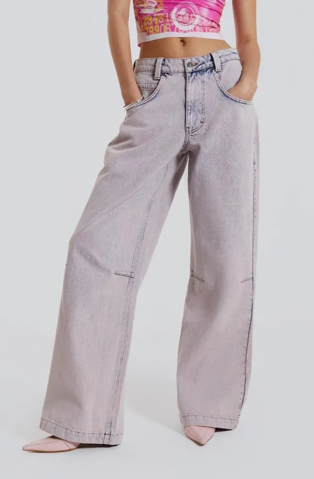 Colossus Jeans Women Jaded London Pink Wash Acid Colossus Baggy Jeans