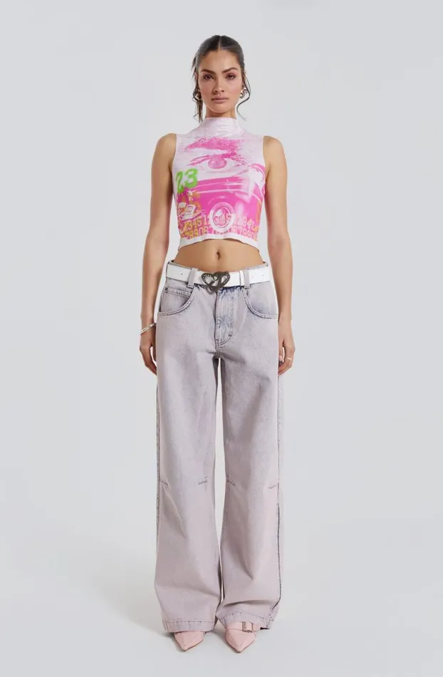 Colossus Jeans Women Jaded London Pink Wash Acid Colossus Baggy Jeans