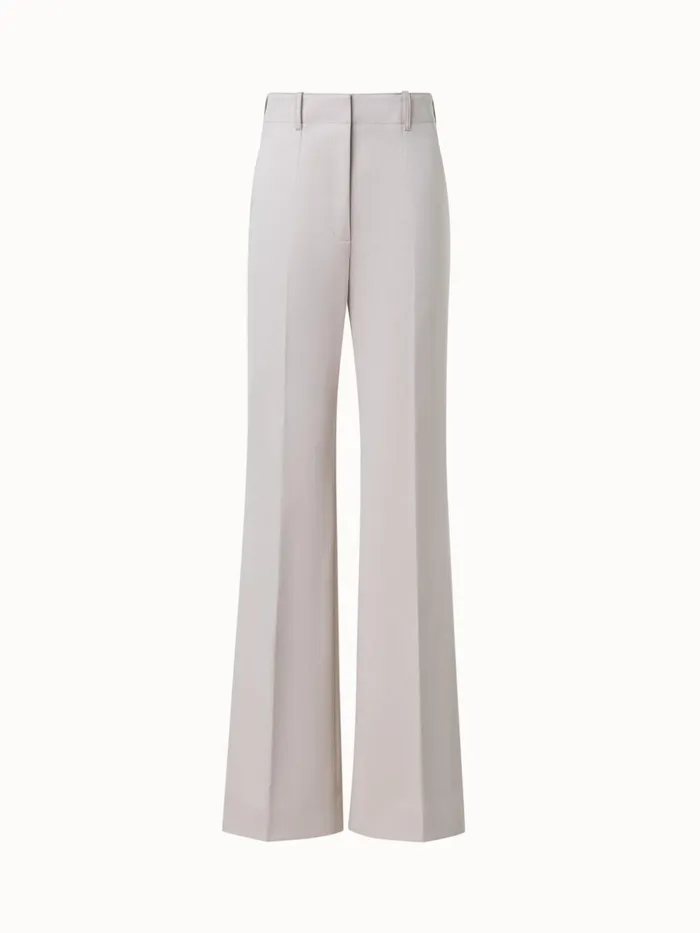 Cotton Gabardine Wide Straight Leg Pants Greige Women Akris Pants