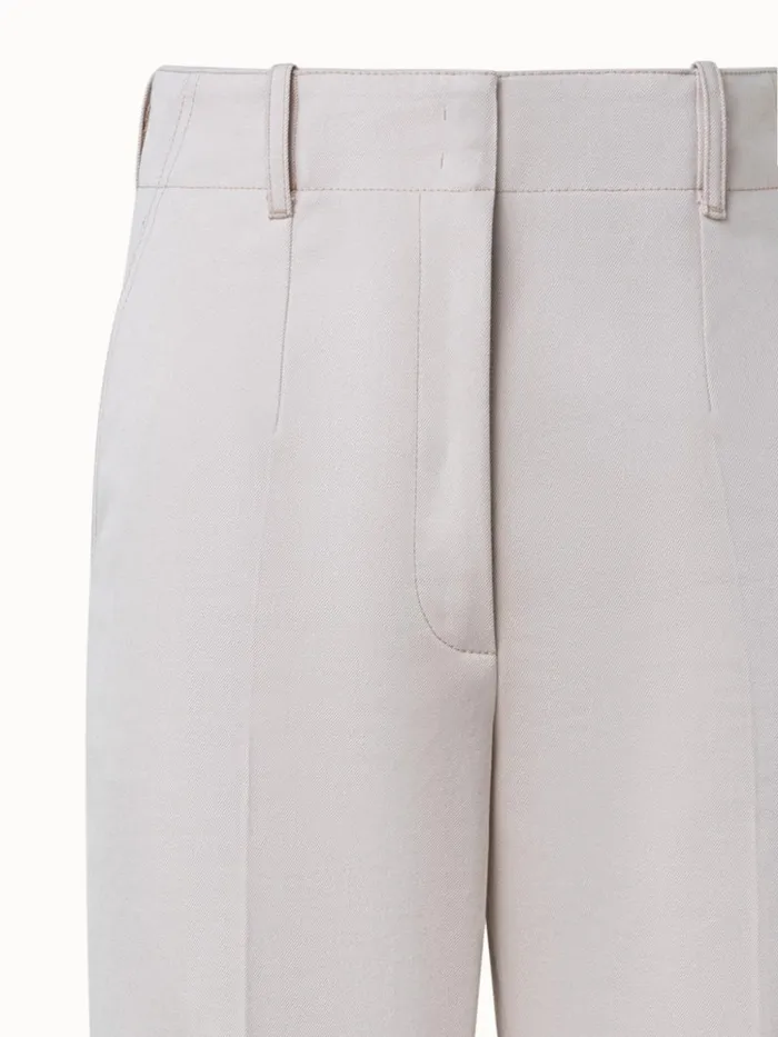Cotton Gabardine Wide Straight Leg Pants Greige Women Akris Pants