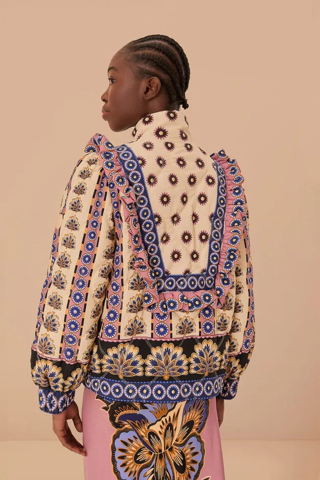 Cream Ainika Maxi Floral Puffer Jacket Women Farm Rio Puffer Jackets