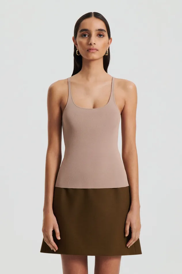 CREPE KNIT RIB SINGLET OAT Women Tops Scanlan Theodore CREPE KNIT RIB SINGLET OAT Women Tops Scanlan Theodore