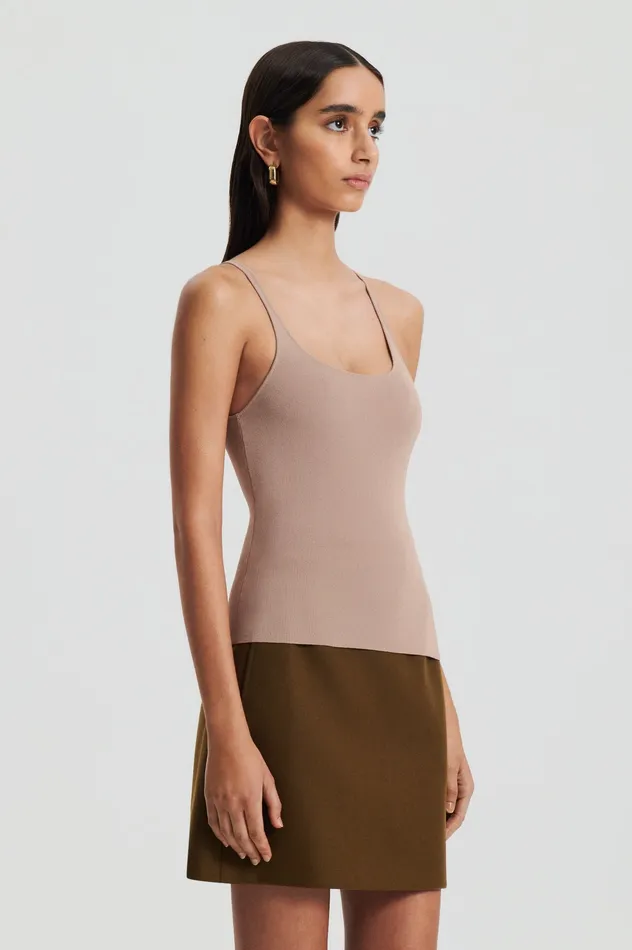 CREPE KNIT RIB SINGLET OAT Women Tops Scanlan Theodore CREPE KNIT RIB SINGLET OAT Women Tops Scanlan Theodore