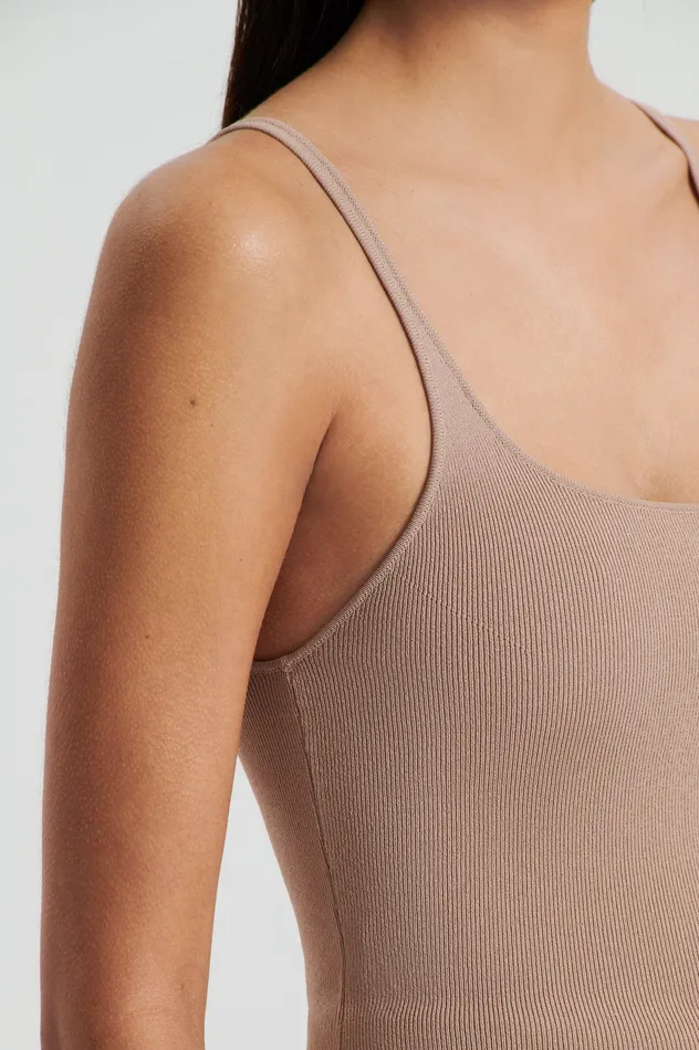CREPE KNIT RIB SINGLET OAT Women Tops Scanlan Theodore CREPE KNIT RIB SINGLET OAT Women Tops Scanlan Theodore