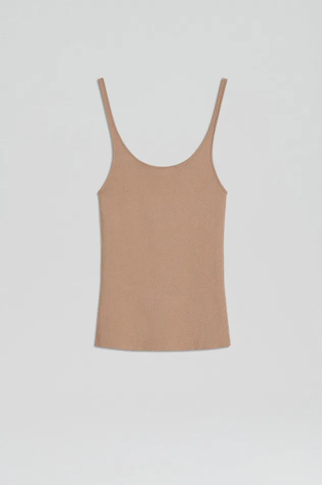 CREPE KNIT RIB SINGLET OAT Women Tops Scanlan Theodore CREPE KNIT RIB SINGLET OAT Women Tops Scanlan Theodore